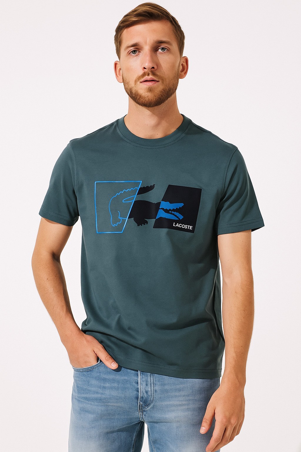 Lacco Bisiklet Yaka Ddf Baskı Petrol Yeşili T-Shirt