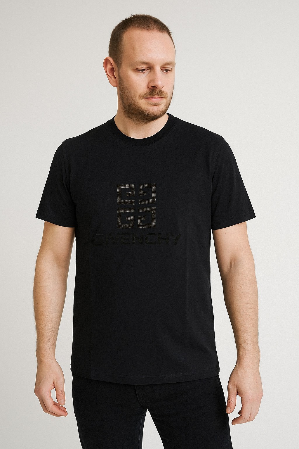 Given 4K Motif Cotton T-Shirt Siyah