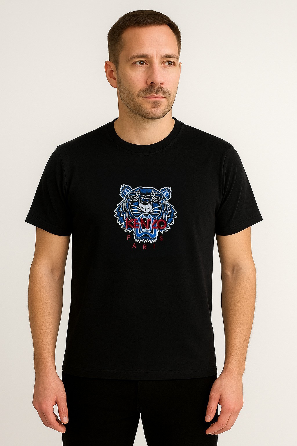 Kenzo  Bisiklet Yaka Pamuk Penye T-Shirt Siyah