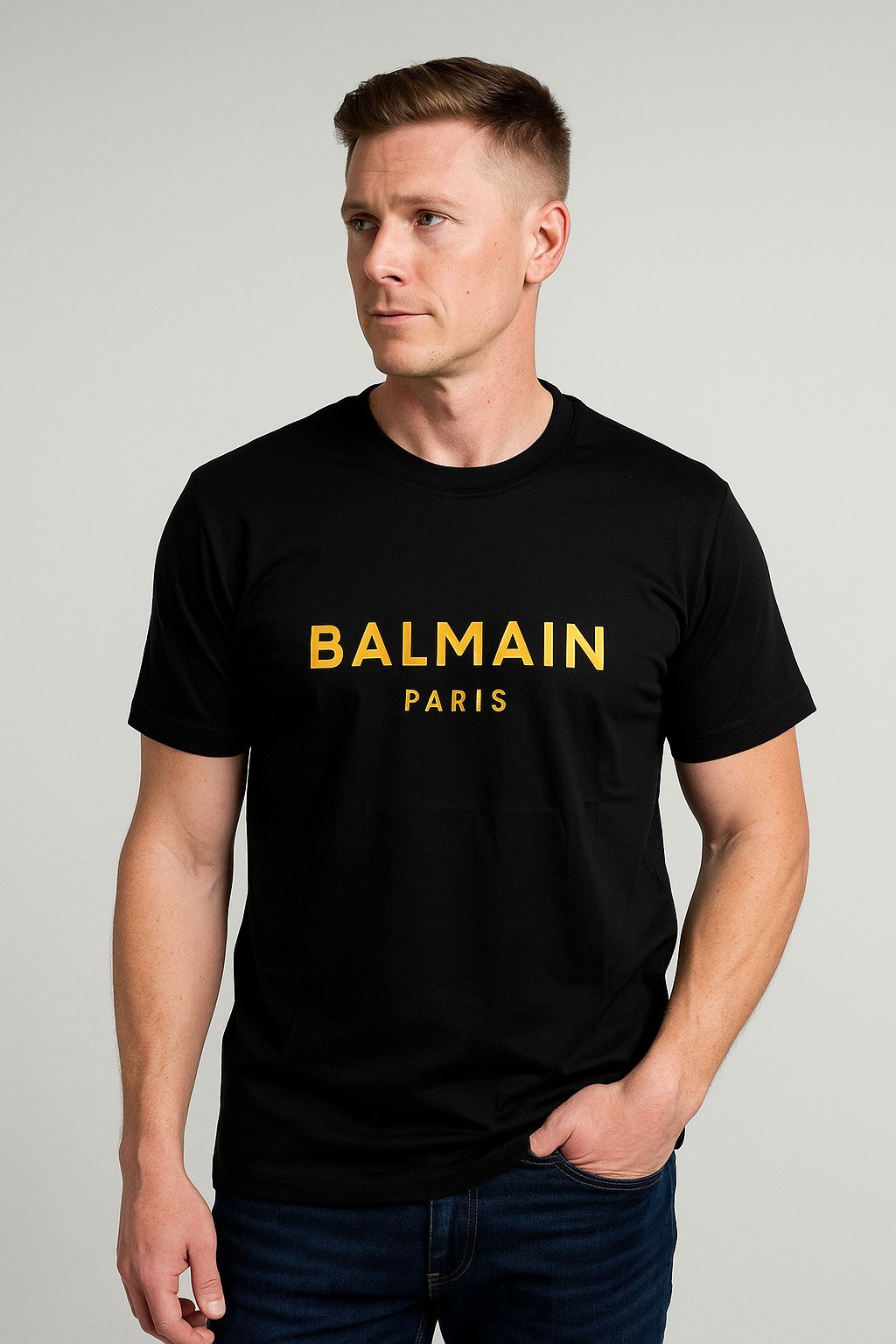 Balmain  Bisiklet Yaka Tshirt Siyah
