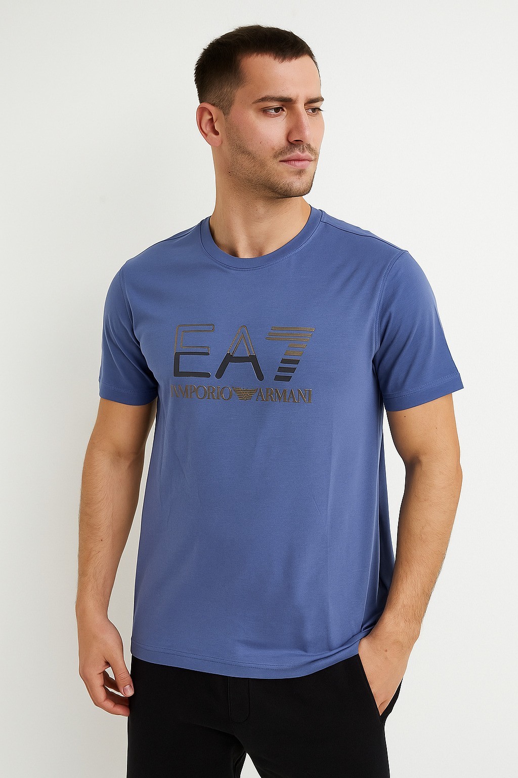 Emporıoo Bisiklet Yaka Tshirt Mavi