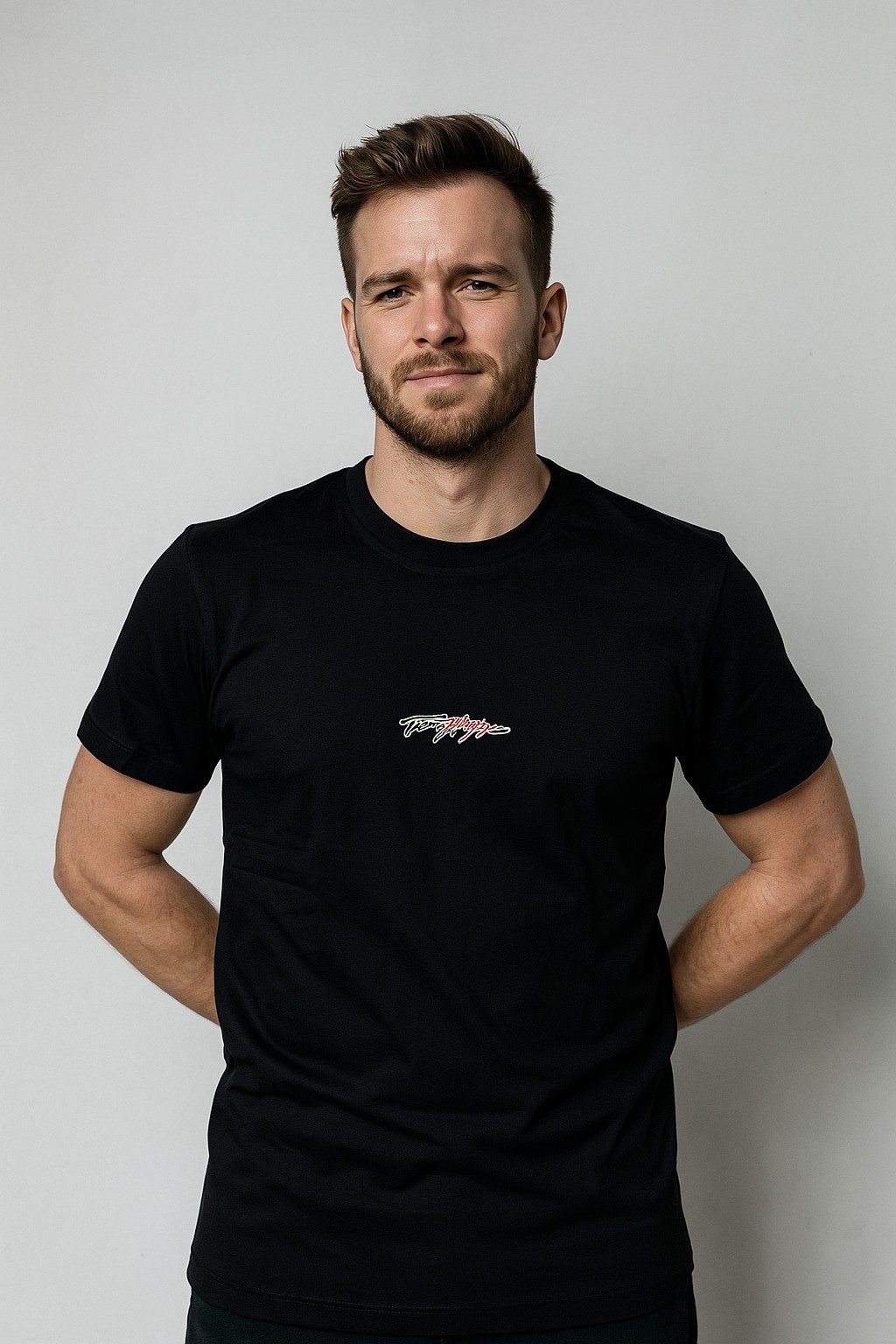 Tommy  Bisiklet Yaka Baskılı Tshirt Siyah