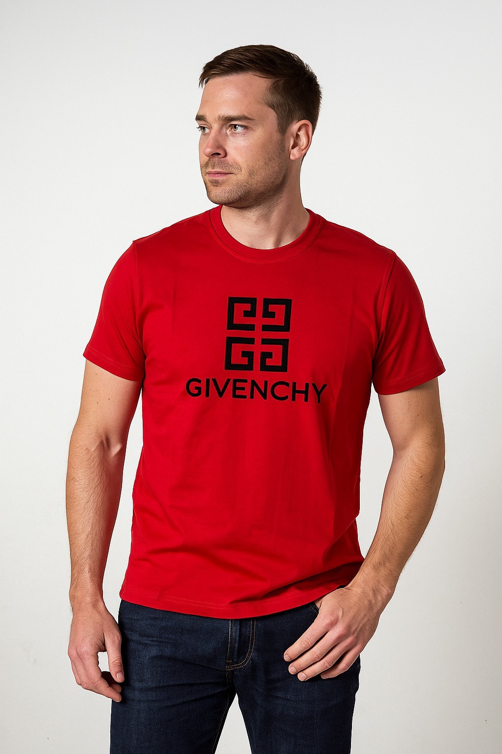 Given 4K Motif Cotton T-Shirt Kırmızı