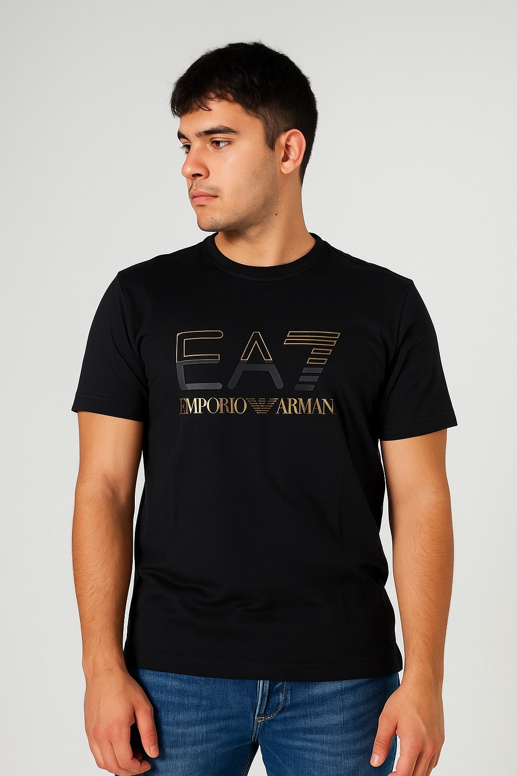 Emporıoo Bisiklet Yaka T-Shirt Siyah