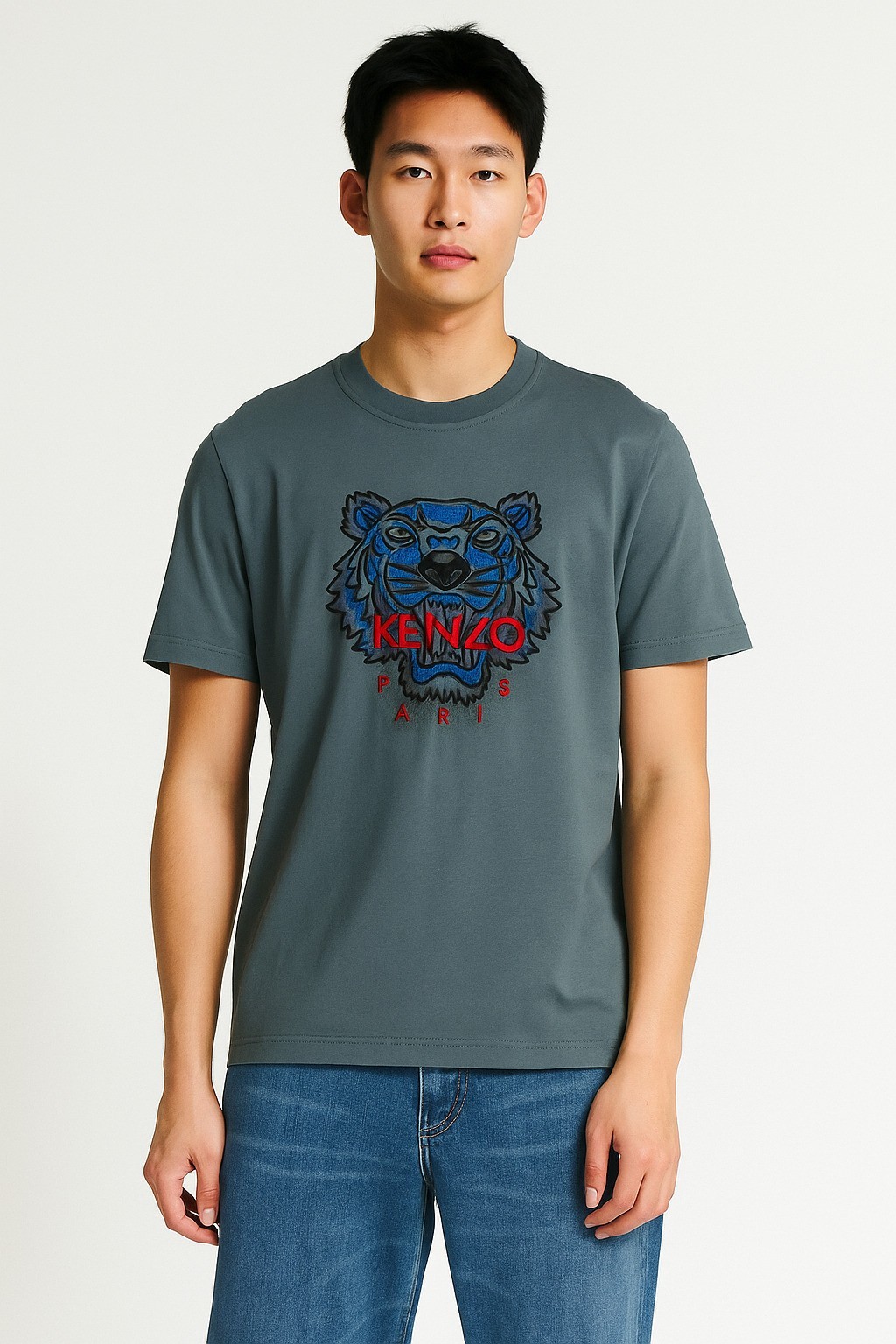 Kenzo Bisiklet Yaka Pamuk Penye Tshirt Yeşil