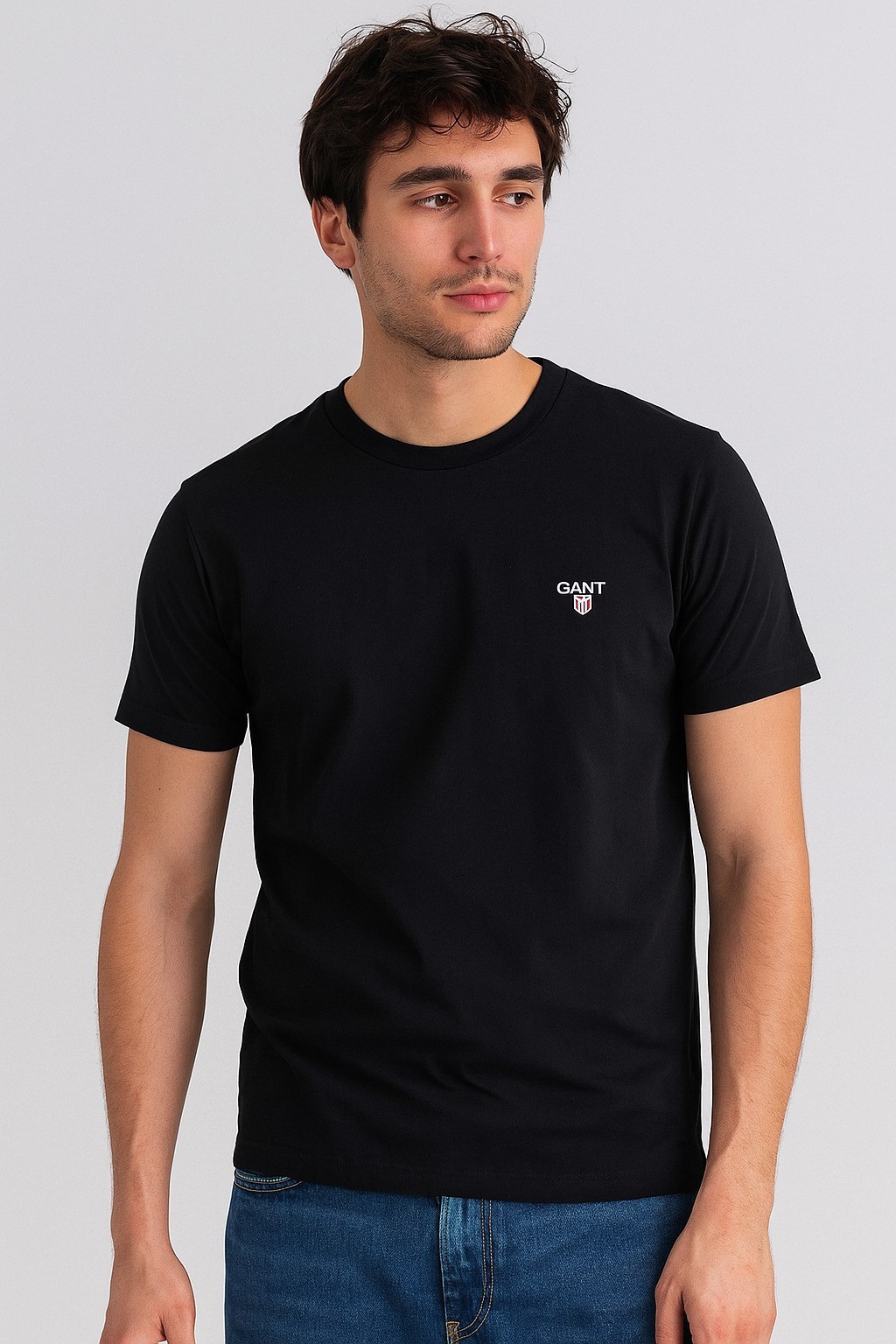 Gantt Bisiklet Yaka T-Shirt Siyah