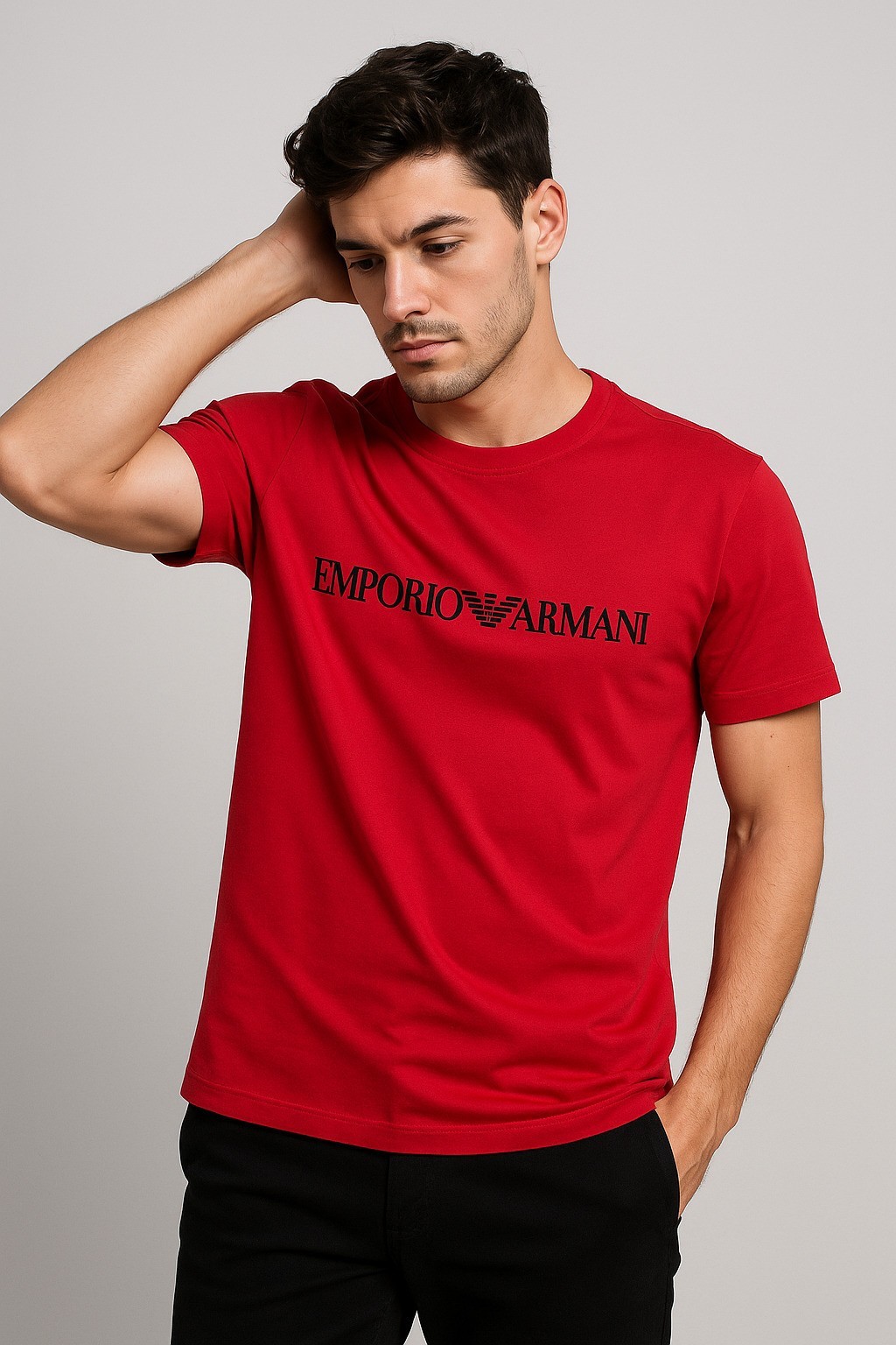 Emporıoo Bisiklet Yaka T-Shirt Kırmızı
