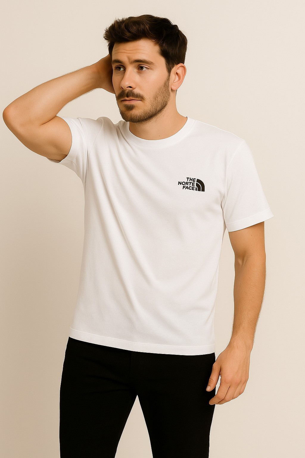 Thenorthface Pamuk Penye Bisiklet Yaka T-Shirt Ekru