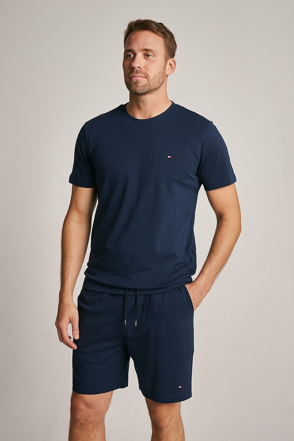 Tommy Şortlu Takım Clasic Düz Navy Blue
