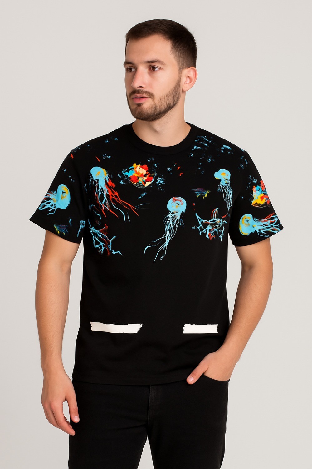 Off The White Deniz Manzara Baskılı T-Shirt Siyah