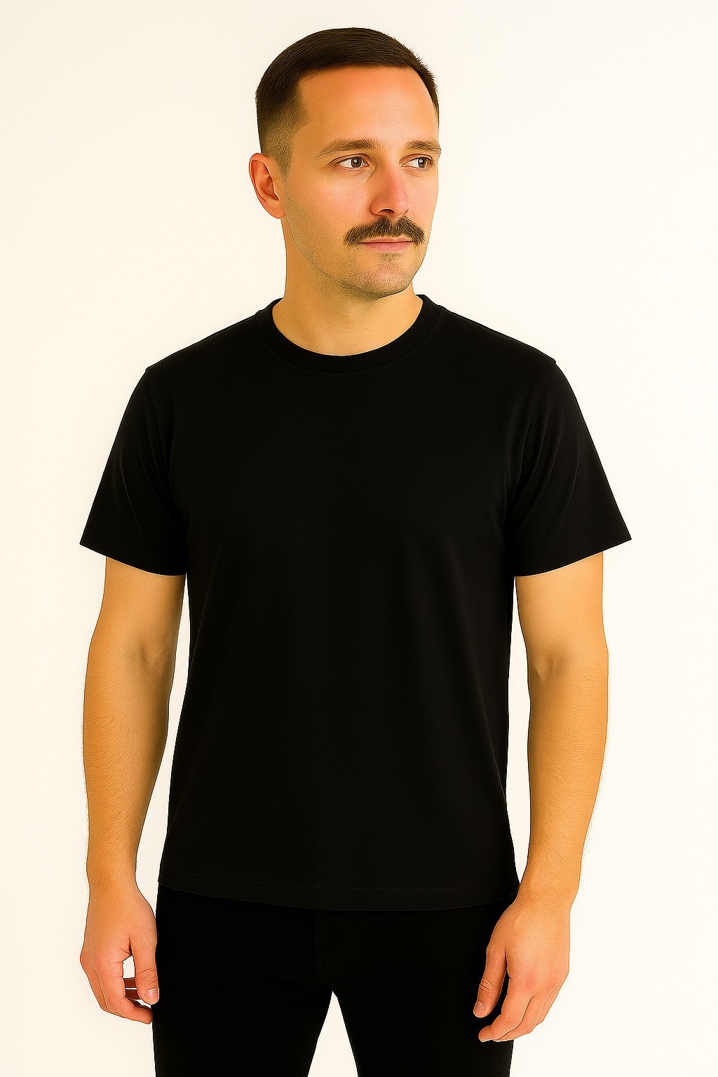 Düz Bisiklet Yaka T-Shirt Siyah