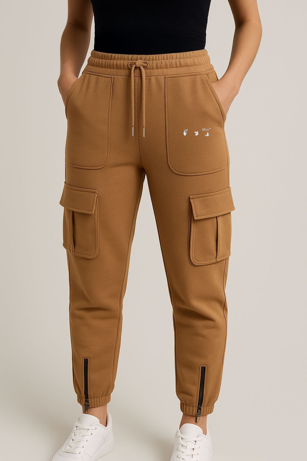 Off White Eşofman Altı Kahverengi