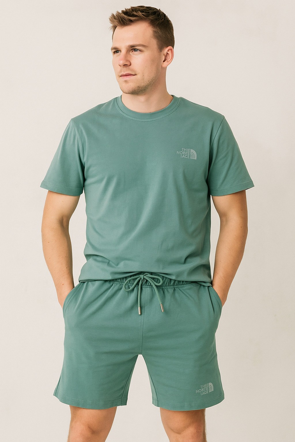 Thenortface Şort + T-Shirt Takım Yeşil