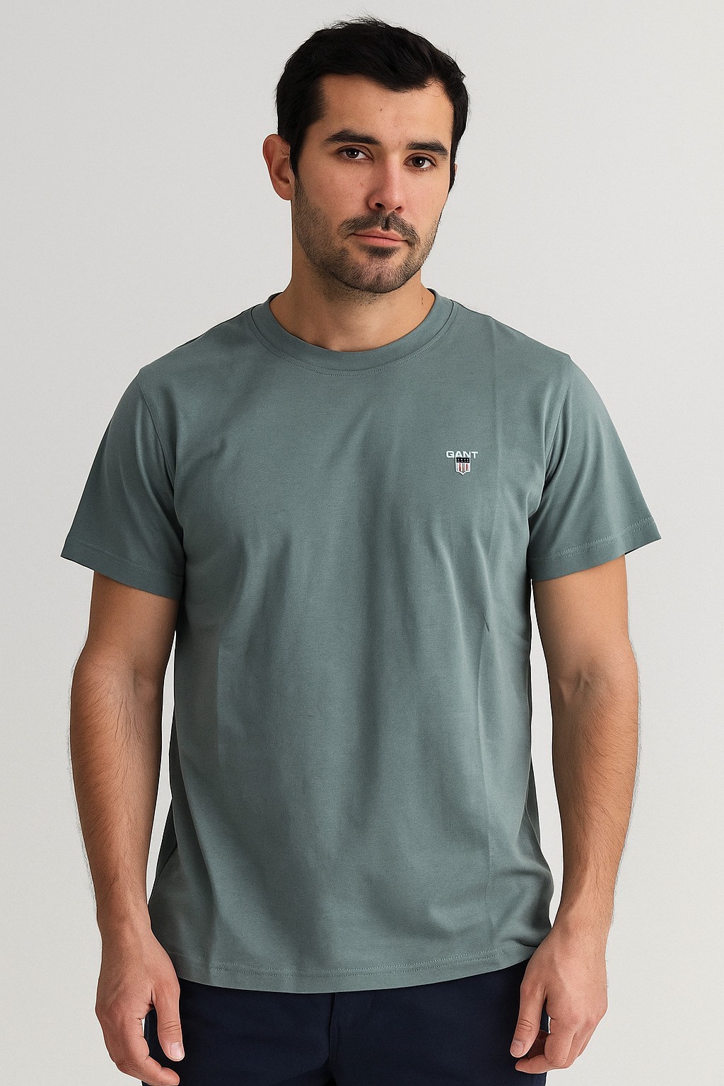 Gantt Bisiklet Yaka T-Shirt Gri