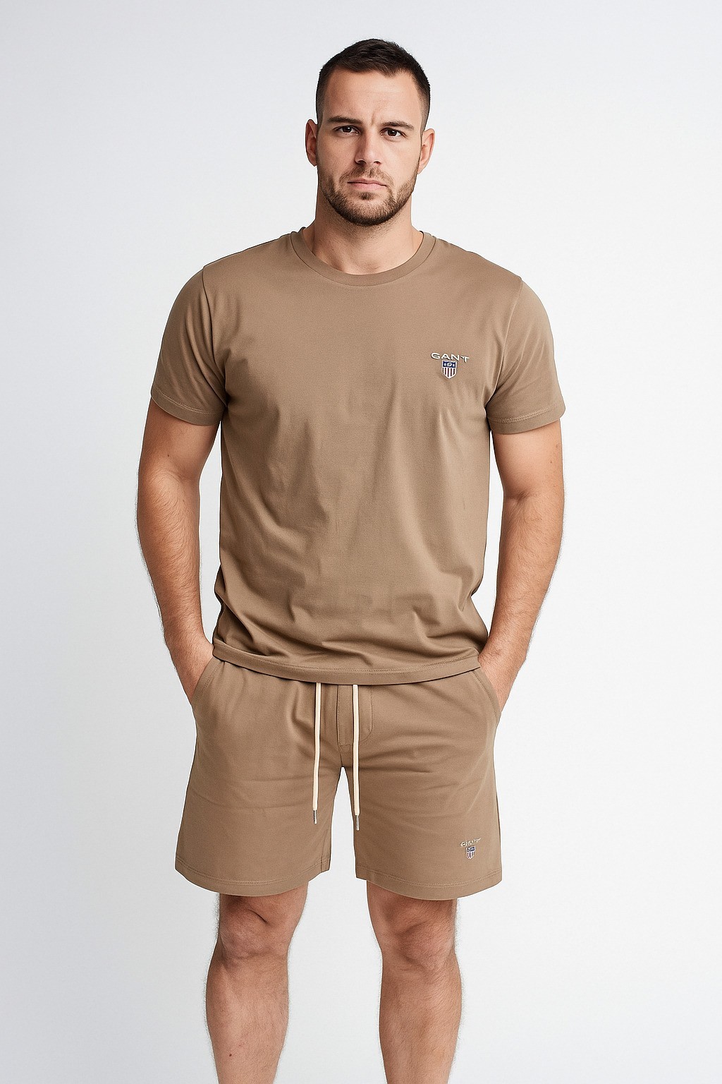 Gantt Şort + T-Shirt Takım Kahverengi