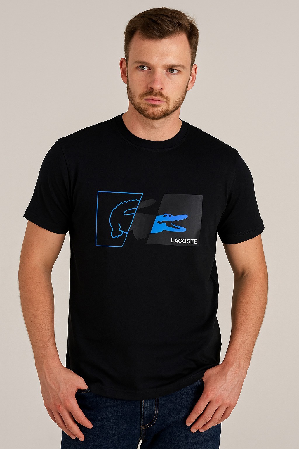 Lacco Bisiklet Yaka Ddf Baskı Siyah T-Shirt