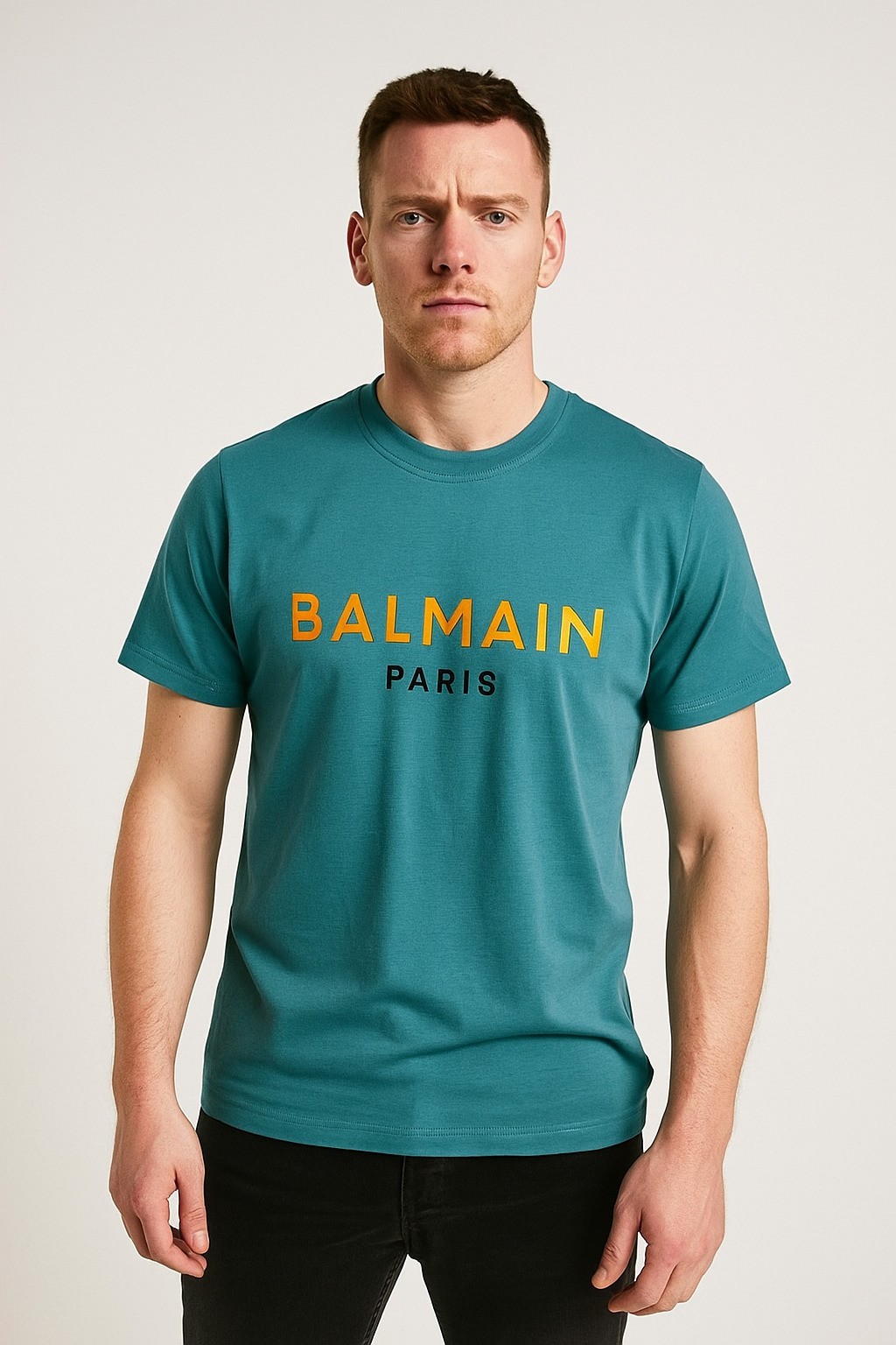 Balmain Bisiklet Yaka Tshirt Mavi