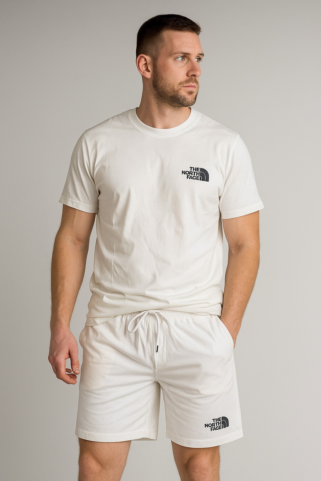 Thenortface Şort + T-Shirt Takım Beyaz