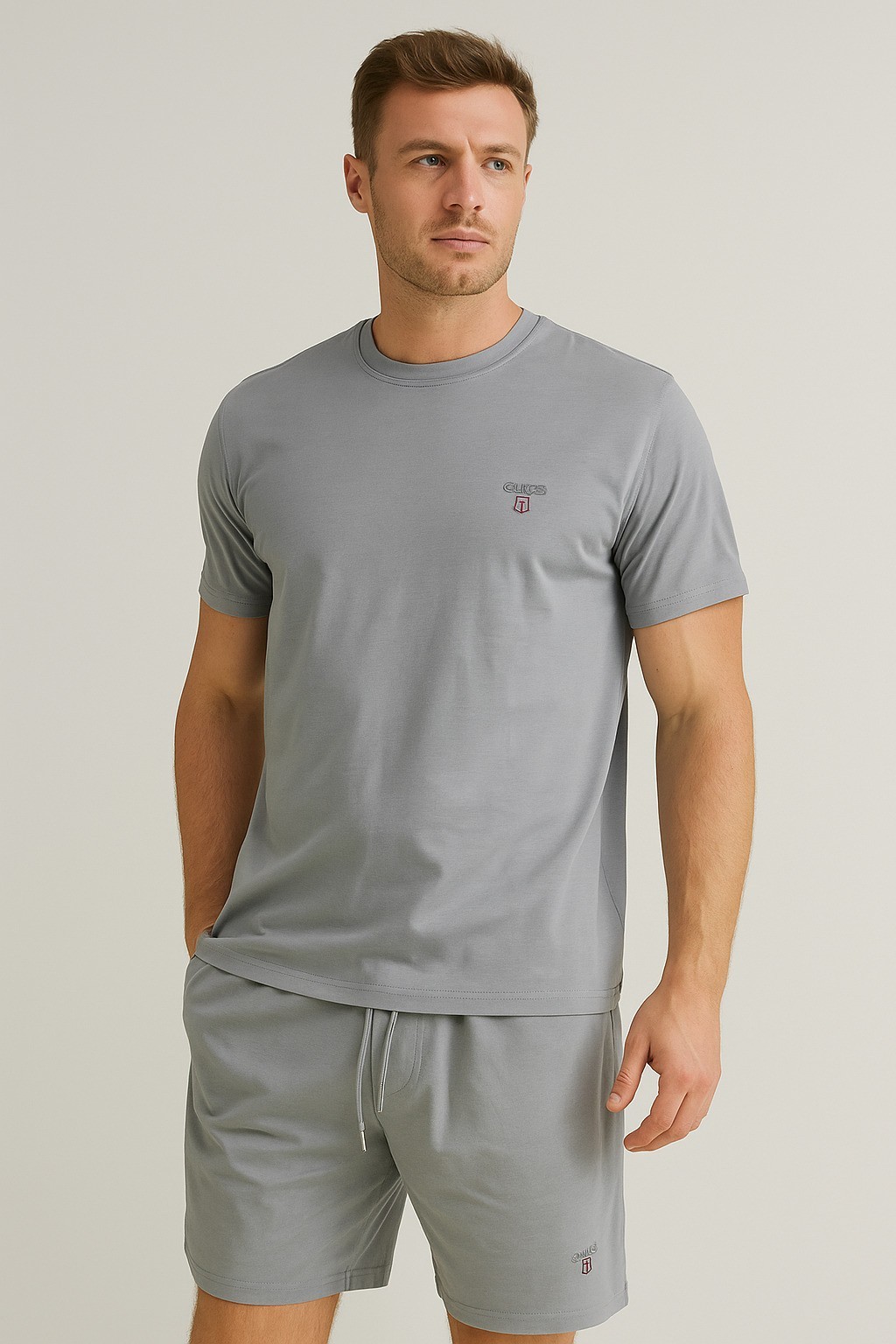 Gantt Şort+T-Shirt Takım Gri
