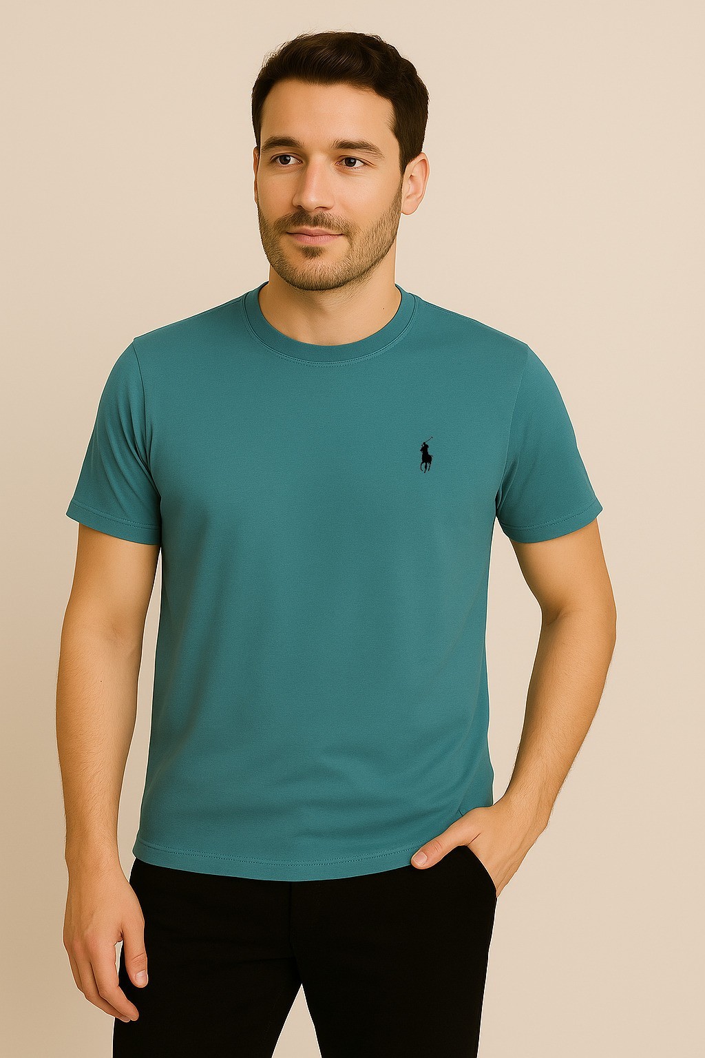 Polo  Pamuk Penye Bisiklet Yaka T-Shirt Çağla Yeşili