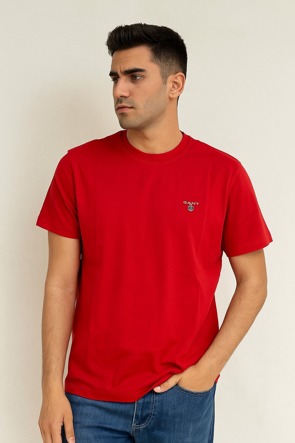 Gantt Bisiklet Yaka Tshirt Kırmızı