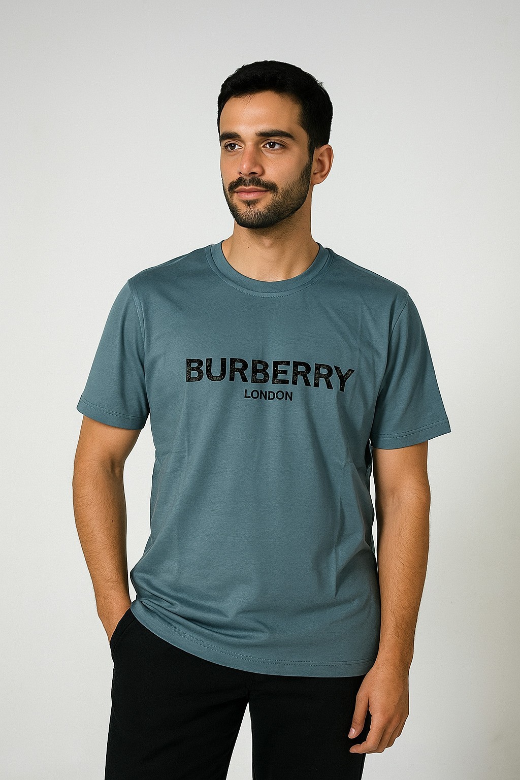Burb Bisiklet Yaka T-Shirt Gri