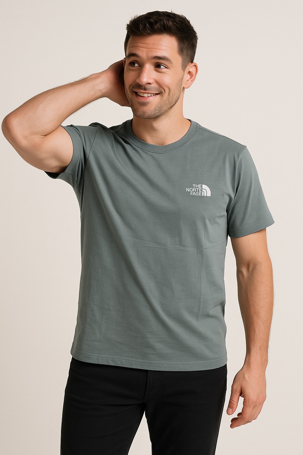 Thenorthface Pamuk Penye Bisiklet Yaka T-Shirt  Yeşil