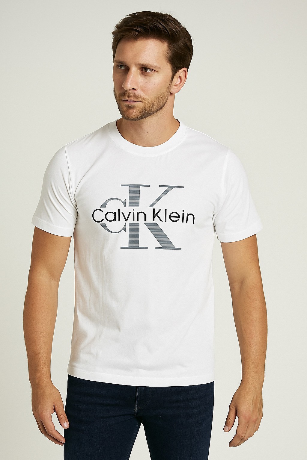 Calvinklein Bisiklet Yaka Tshirt T-Shirt Beyaz