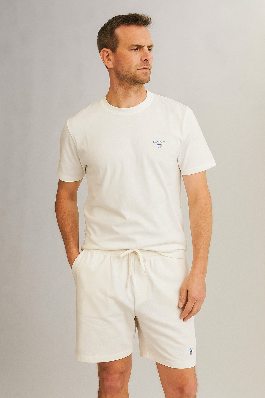 Gantt Şort+T-Shirt Takım Beyaz