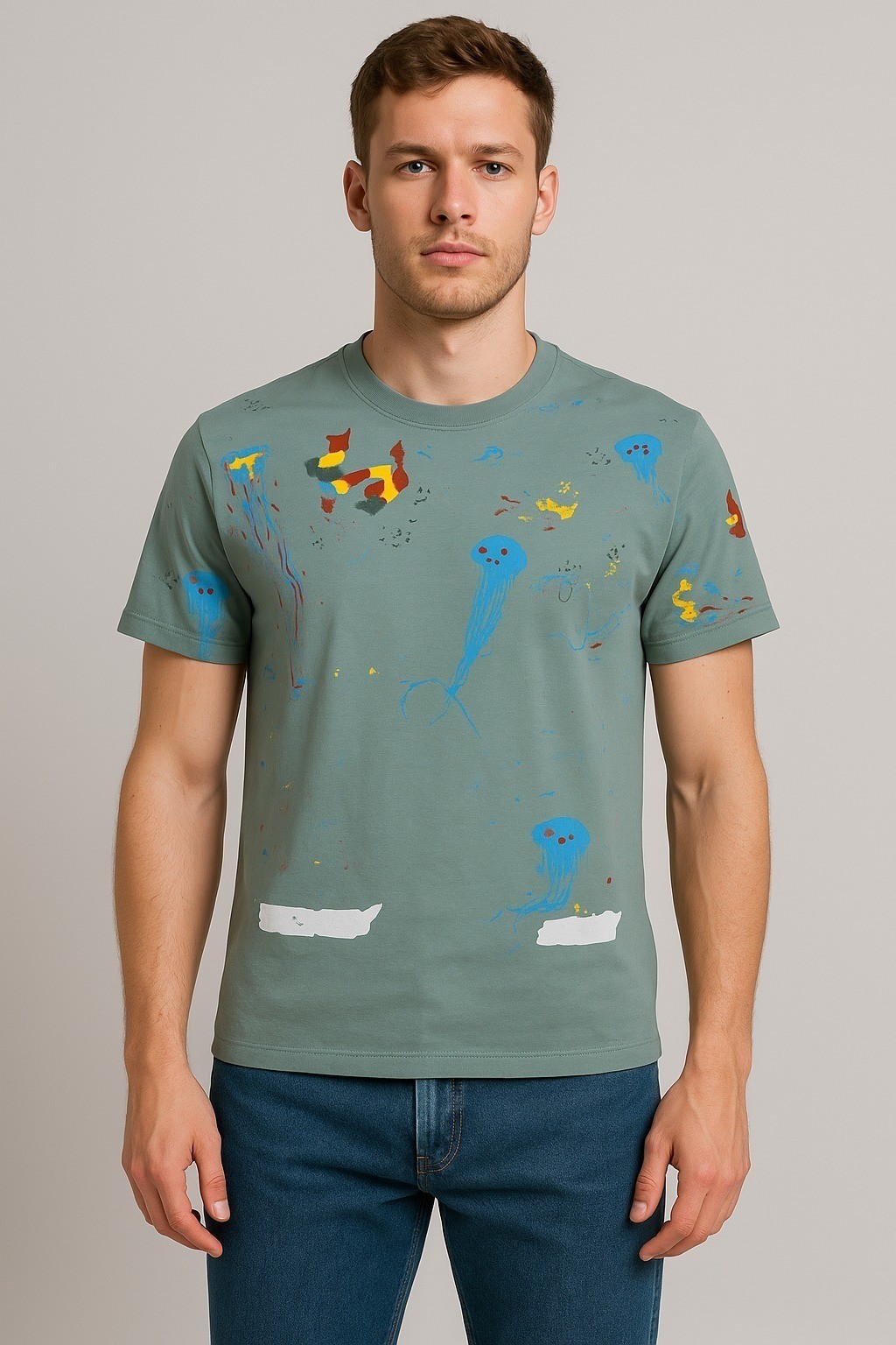 Off The White Deniz Manzara Baskılı T-Shirt Yeşil