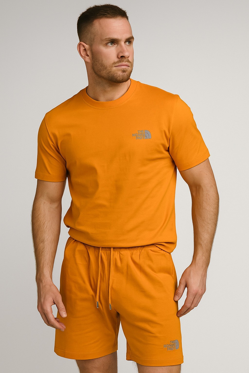 Thenortface Şort + Tshirt Takım Turuncu