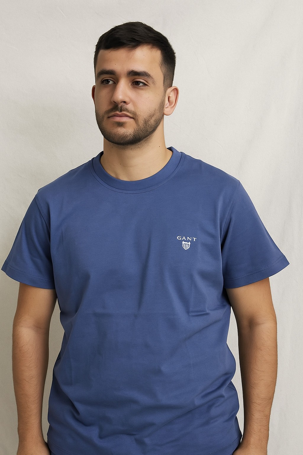 Gantt Bisiklet Yaka Tshirt Mavi