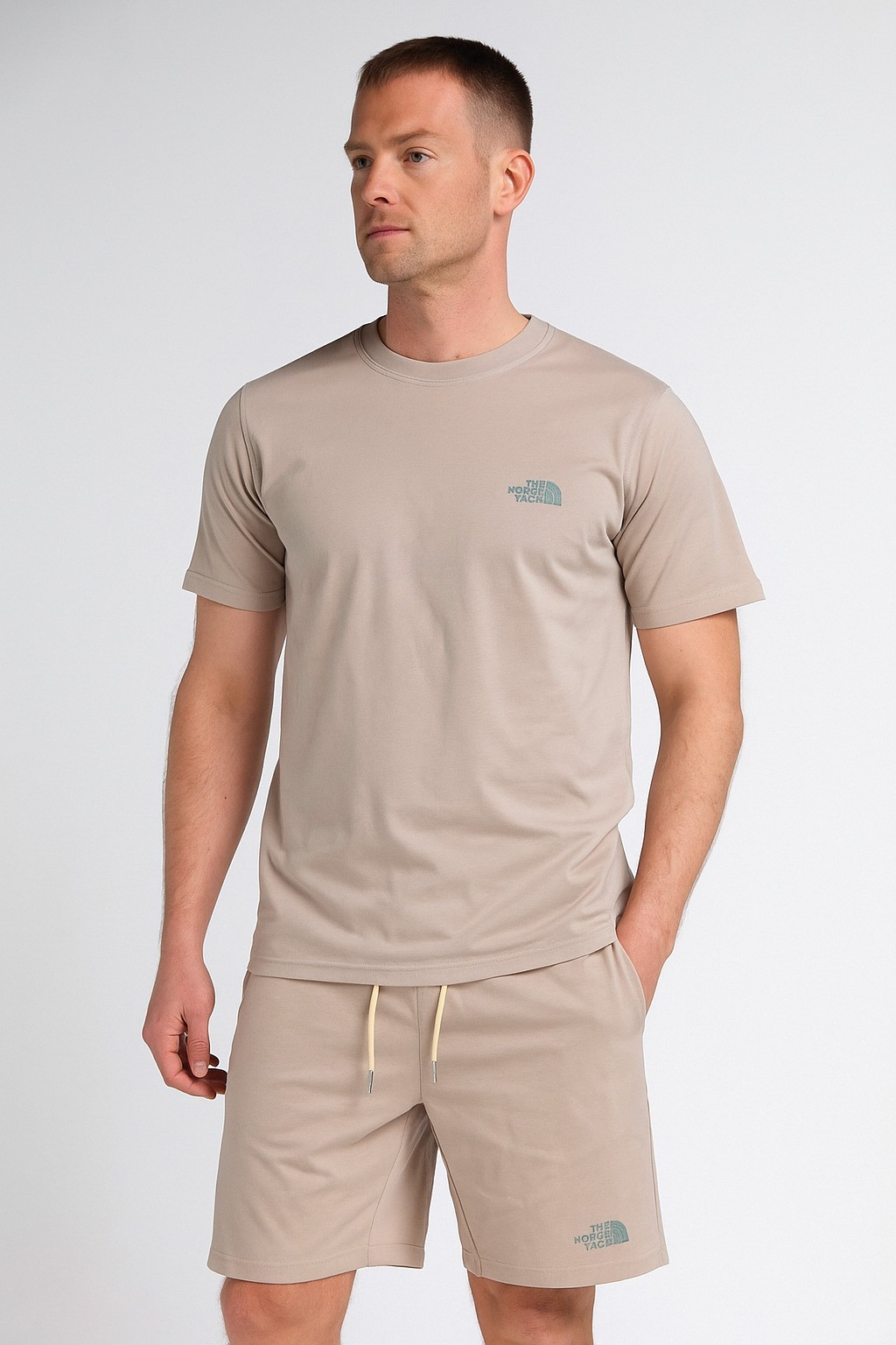 Thenortface Şort + T-Shirt Takım Gri