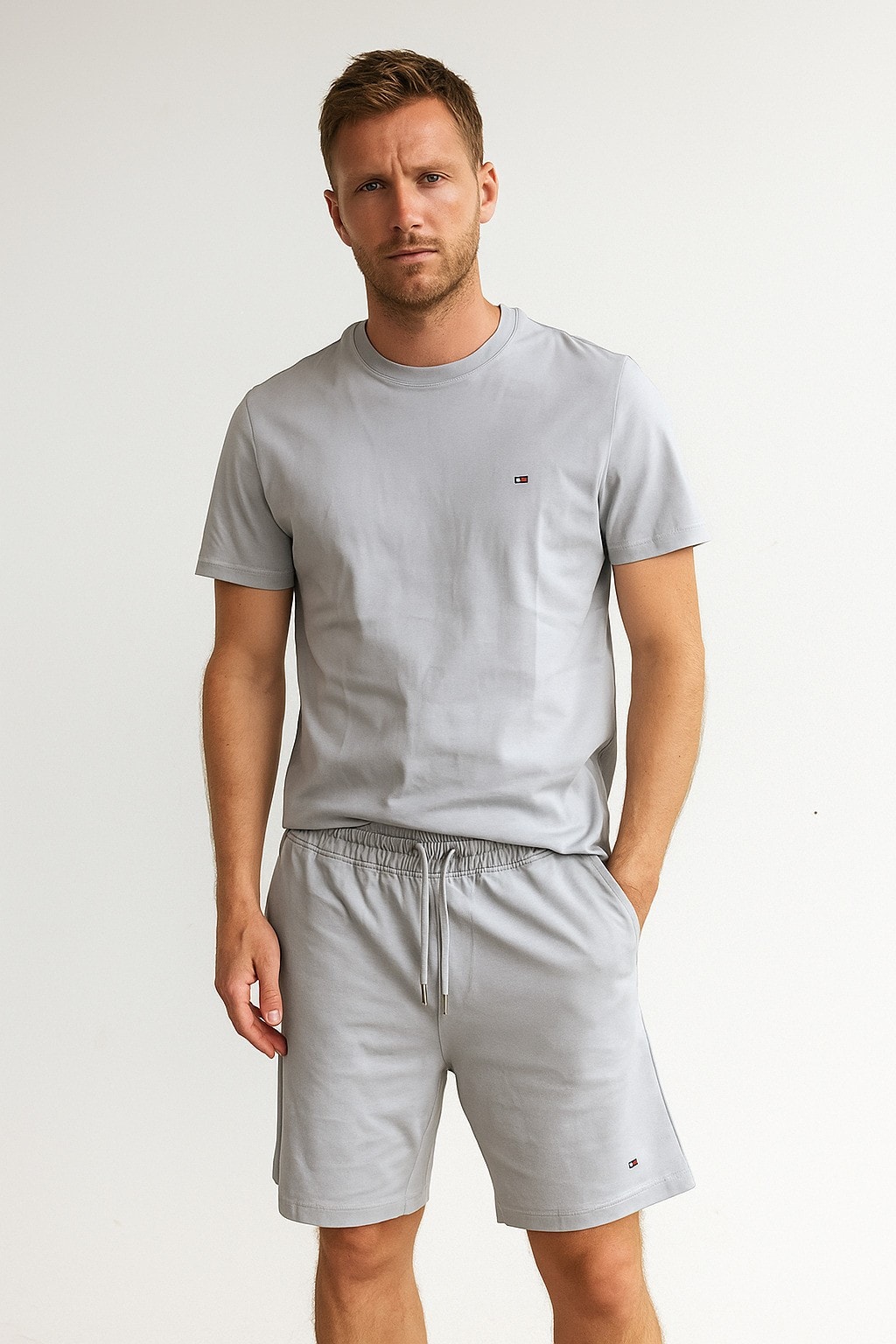 Tommy Şortlu Takım Clasic Düz Gri