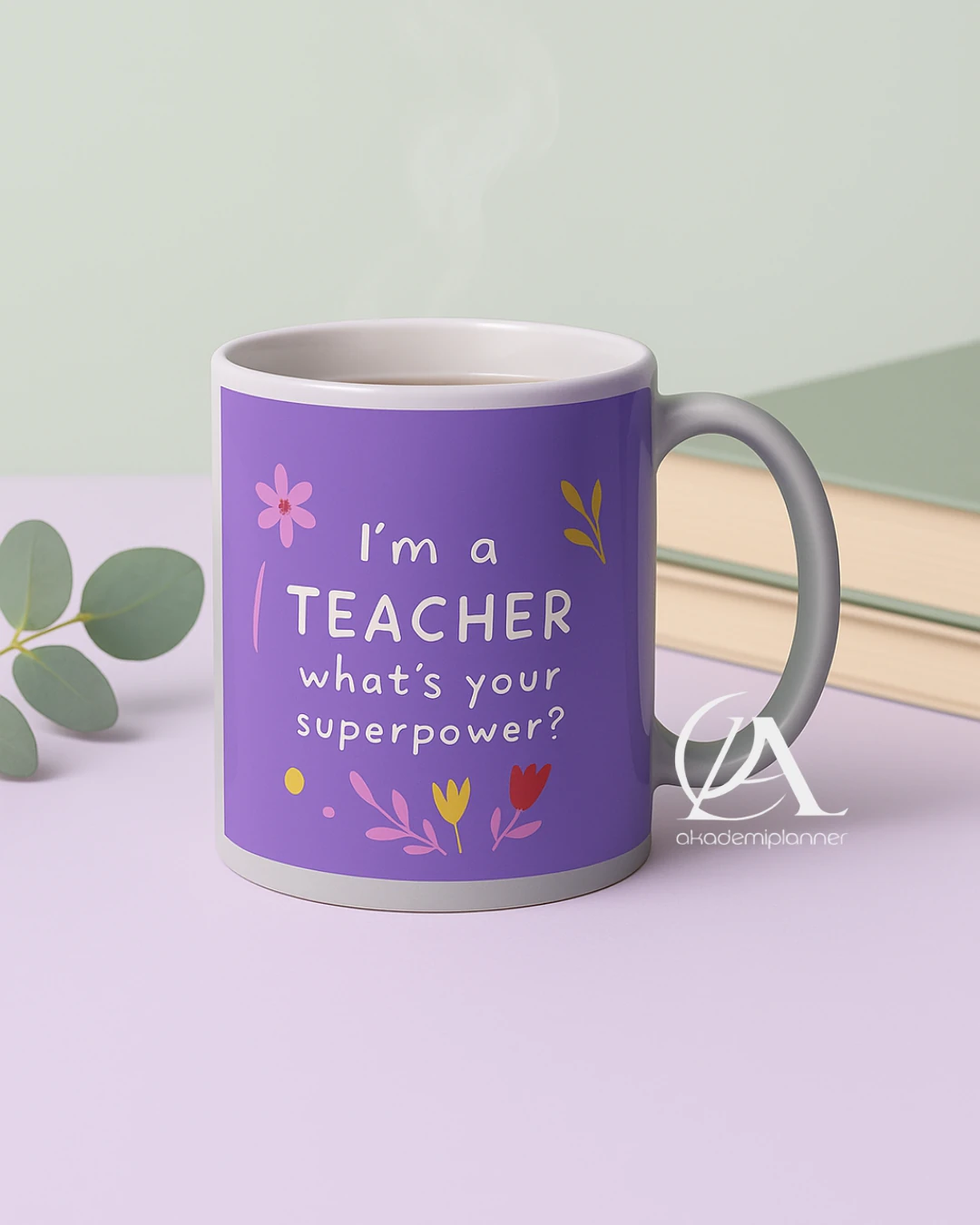 Ben öğretmenim Senin Süper Gücün Ne I'm a Teacher What's Your Superpower 24 Kasım Öğretmenler Günü Hediyelik Kupa Bardak - Mor