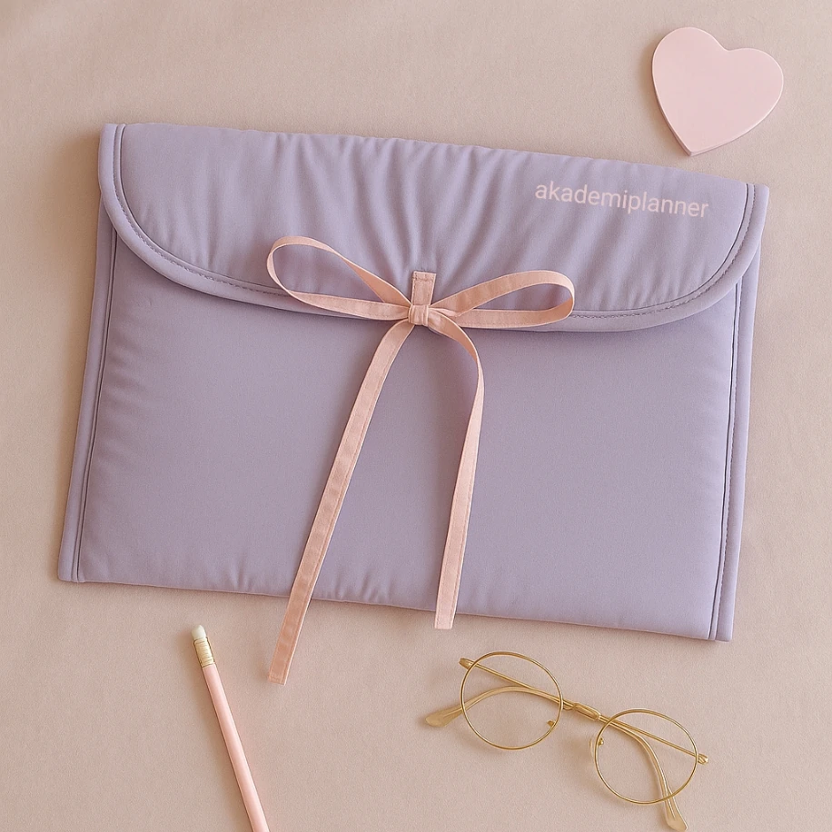 Lila Kurdeleli Çanta Laptop Tablet Kitap Çantası