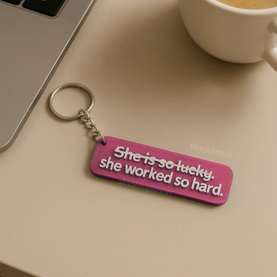 She worked so hard AKEYDEMİK Anahtarlık Charm Aksesuar