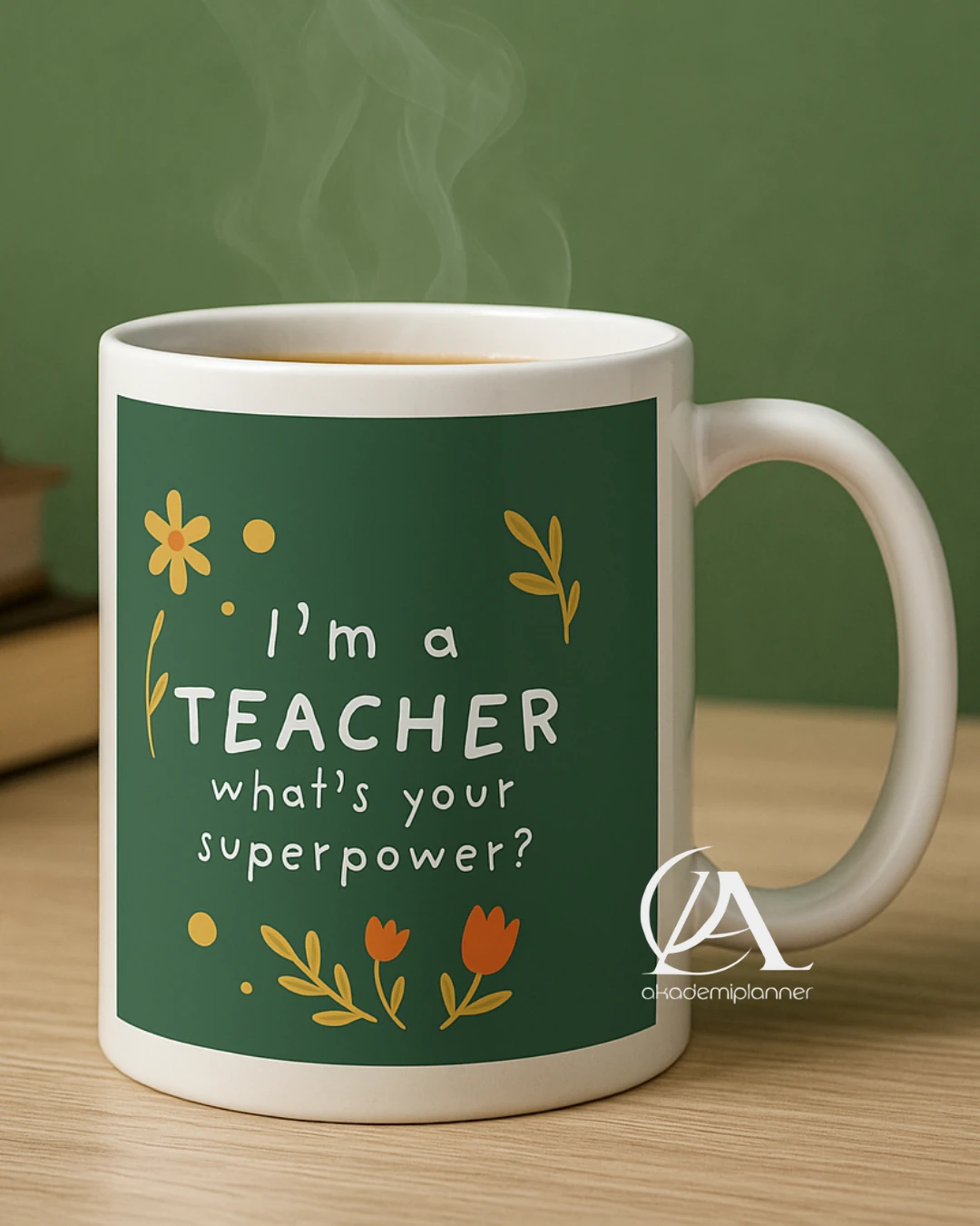 Ben öğretmenim Senin Süper Gücün Ne I'm a Teacher What's Your Superpower 24 Kasım Öğretmenler Günü Hediyelik Kupa Bardak - Yeşil