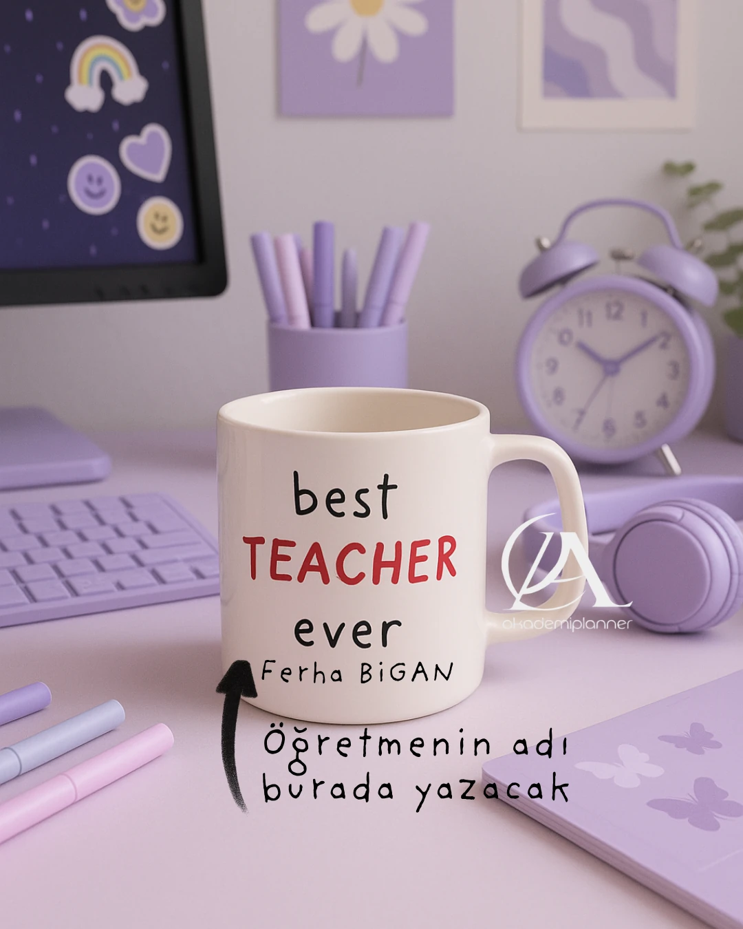 Öğretmenin Adı Yazılı Şimdiye Kadarki En İyi Öğretmen Best Teacher Ever 24 Kasım Öğretmenler Günü Hediyelik Kupa Bardak