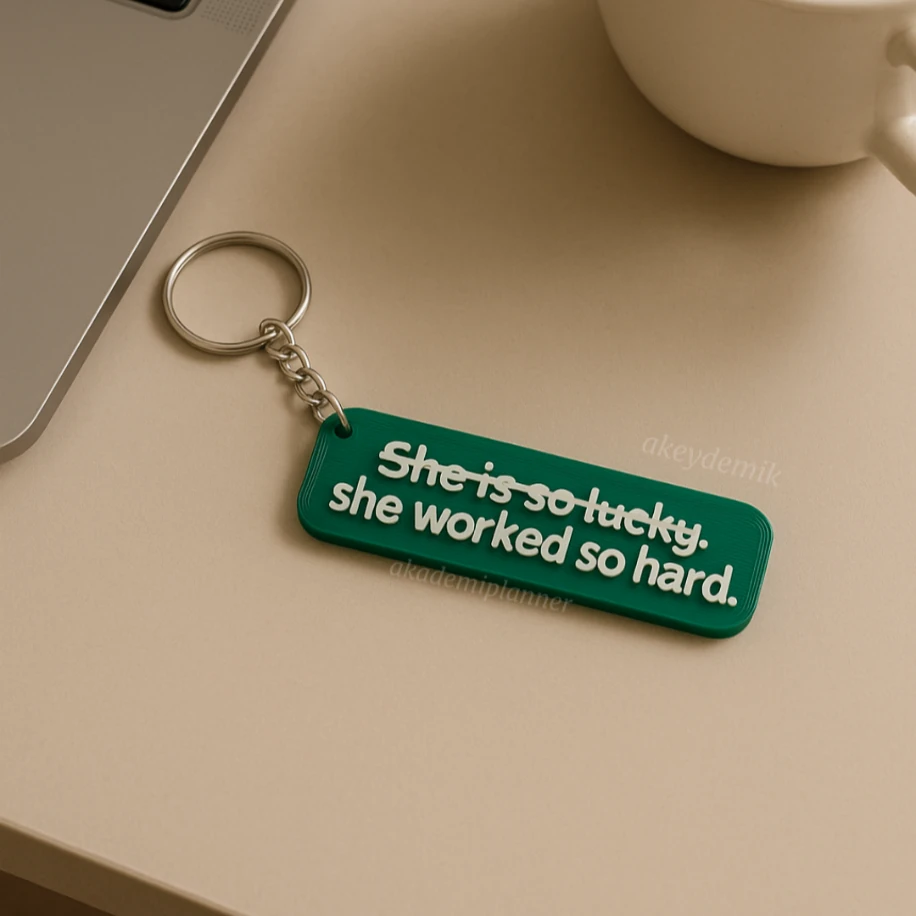 She worked so hard AKEYDEMİK Anahtarlık Charm Aksesuar