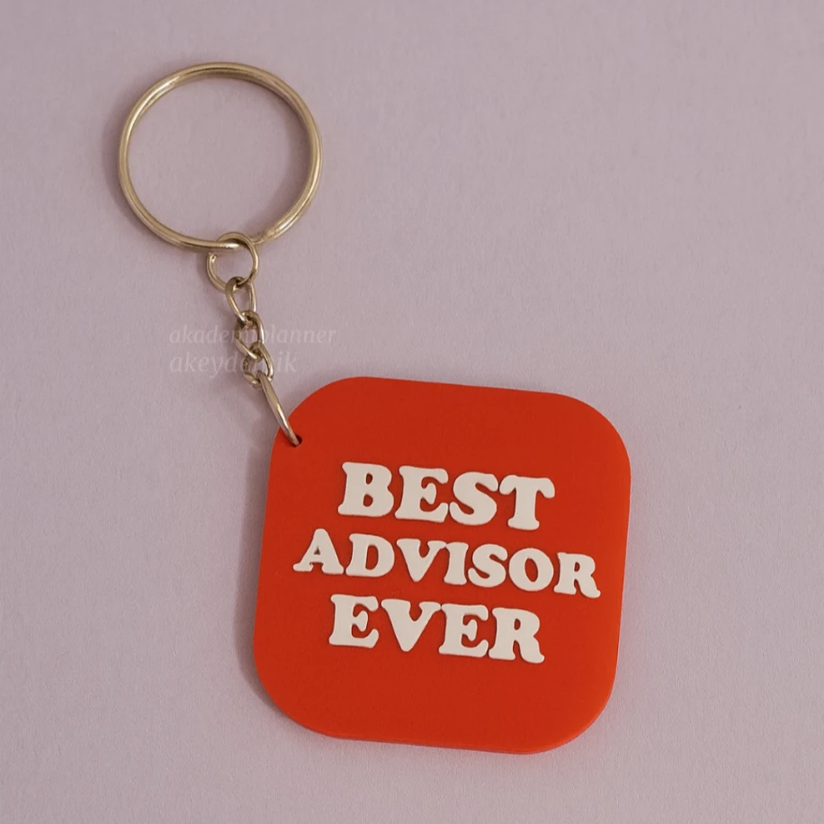 Kırmızı Best Advisor Ever AKEYDEMİK Anahtarlık Charm Aksesuar