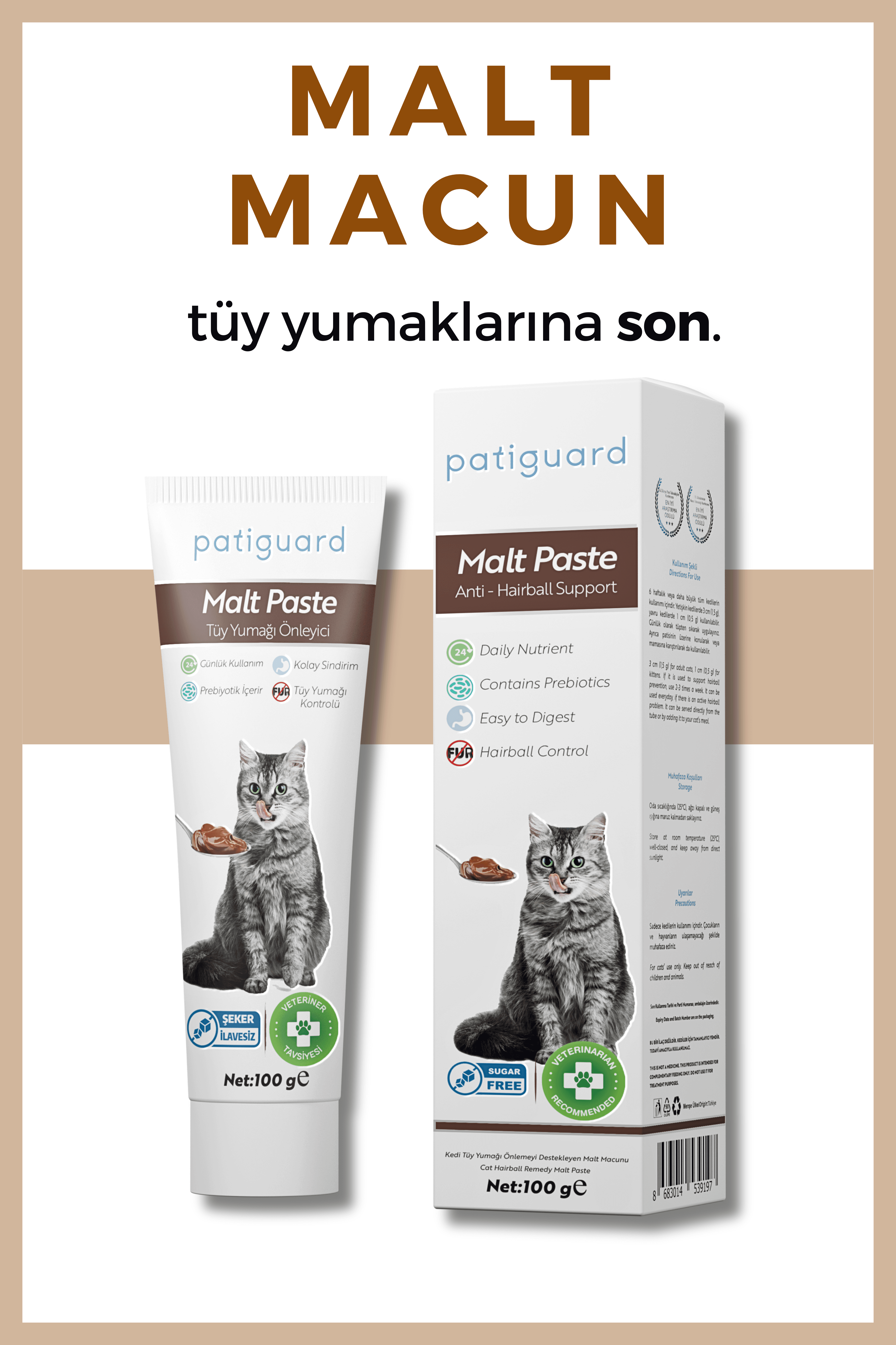 Patiguard Tüy Yumağı Önleyici Malt Macun 100G