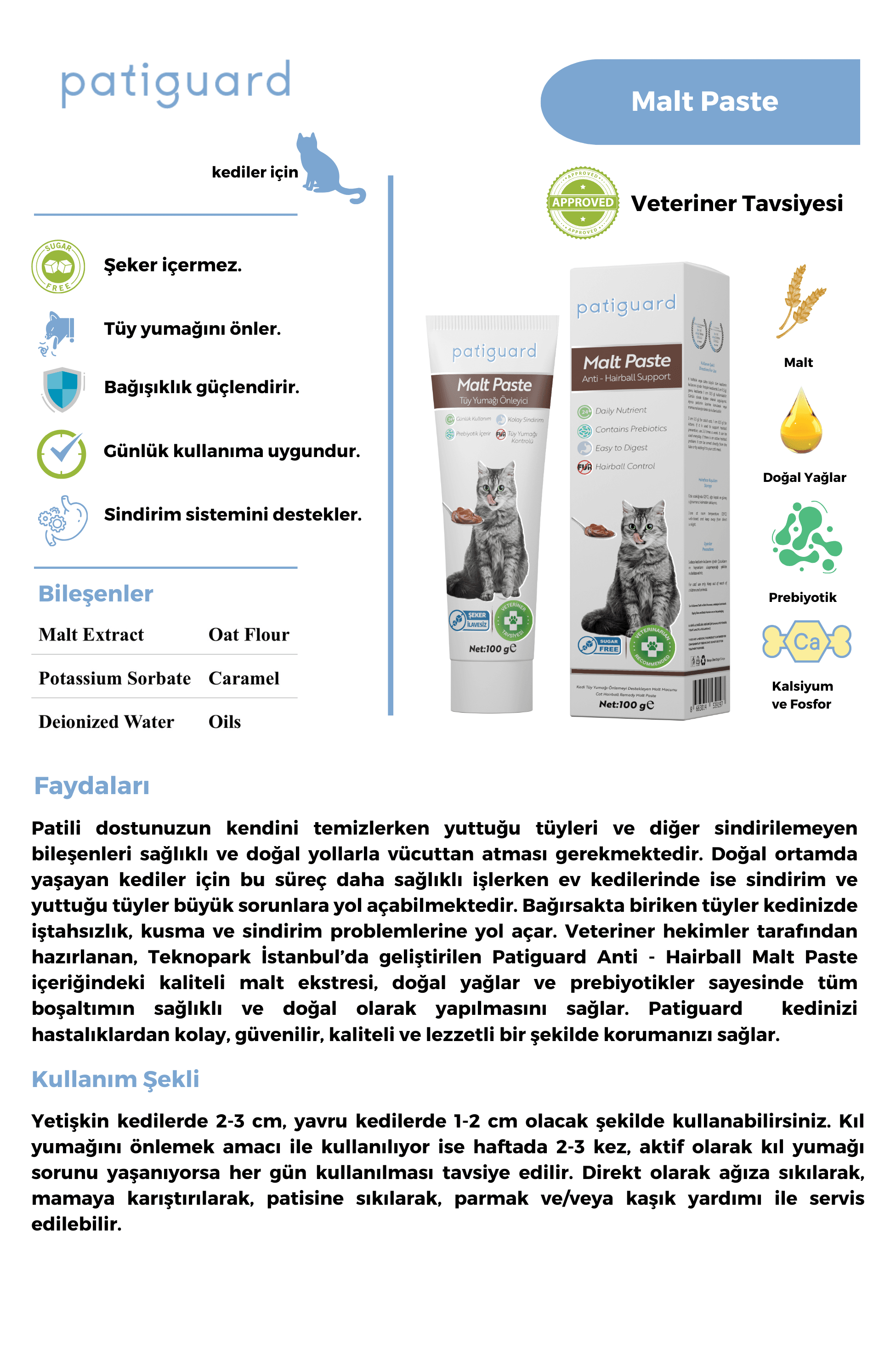 Patiguard Tüy Yumağı Önleyici Malt Macun 100G