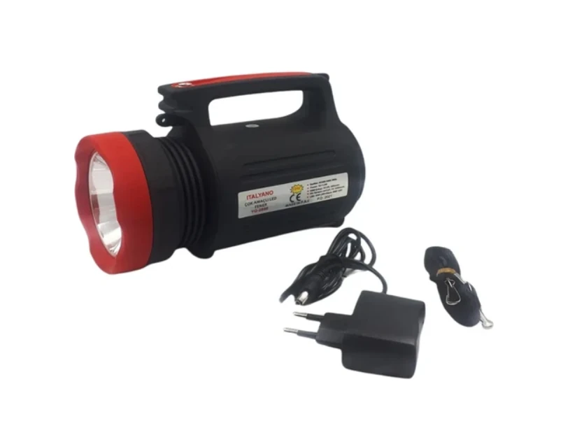 İTALYANO büyük boy el feneri KA-2886 şarjlı ışıldak 10w beyaz led ışıldak
