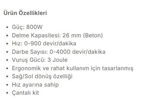 SGS Kırıcı Delici Matkap 800W