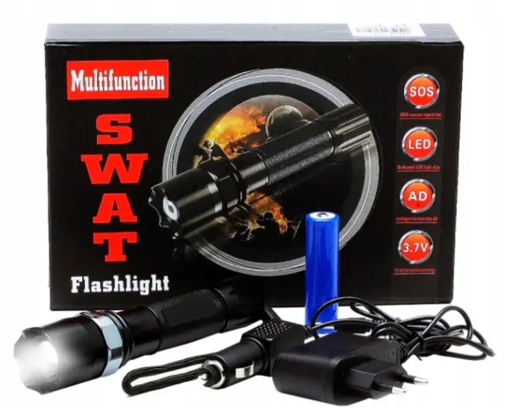 Swat Multifunction Flashlight Şarjlı Taktik Zoomlu Profesyonel Led Avcı El Feneri