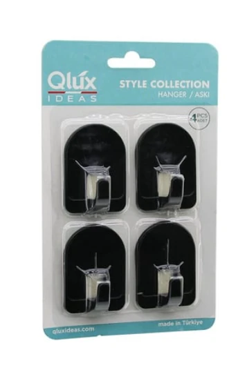QLUX L-00950 4PCS DOME ASKI NO-2 KUBBELİ - SİYAH PLASTİK ASKI 4 adet