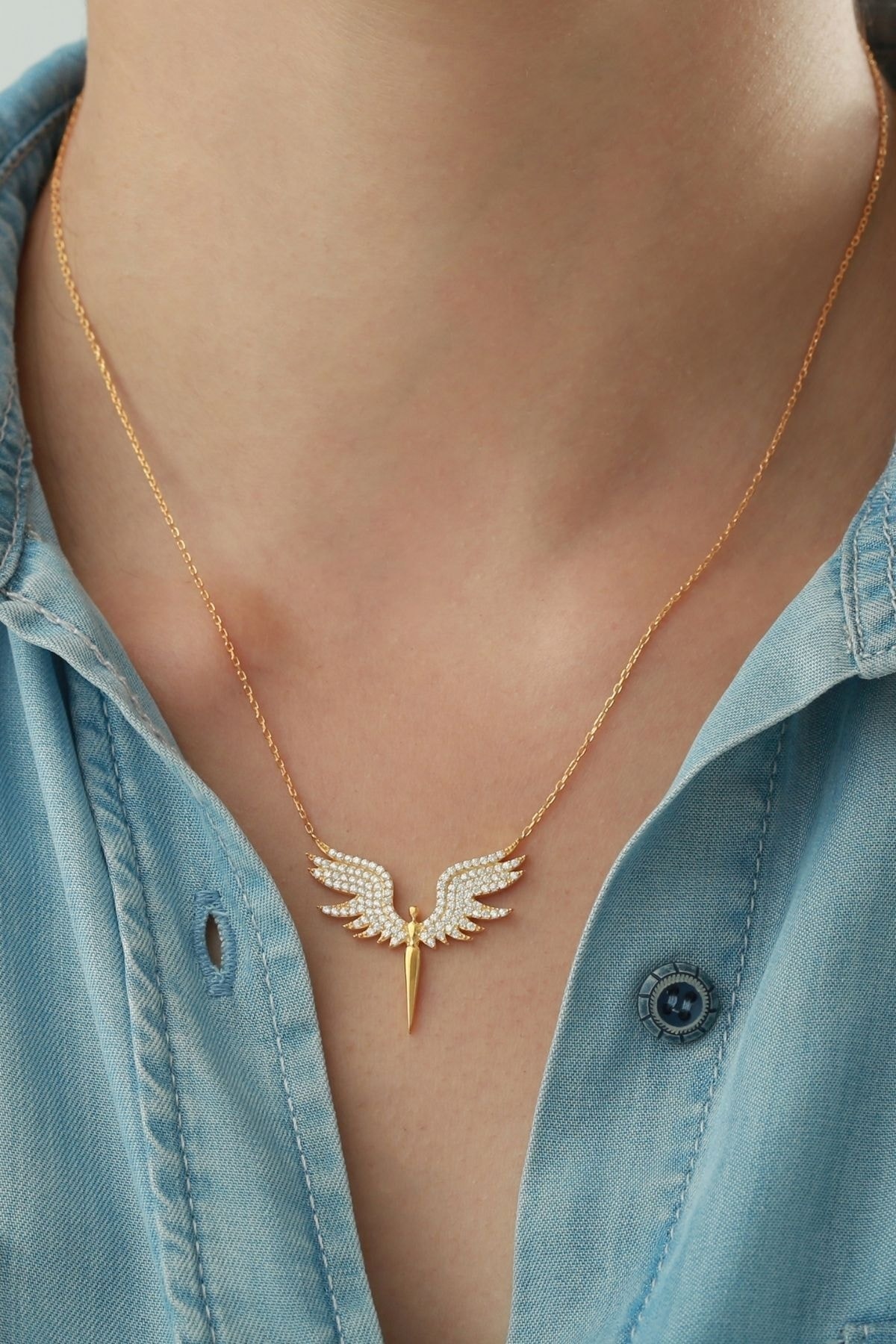 Gümüş Kanatlı Kılıç Kolye