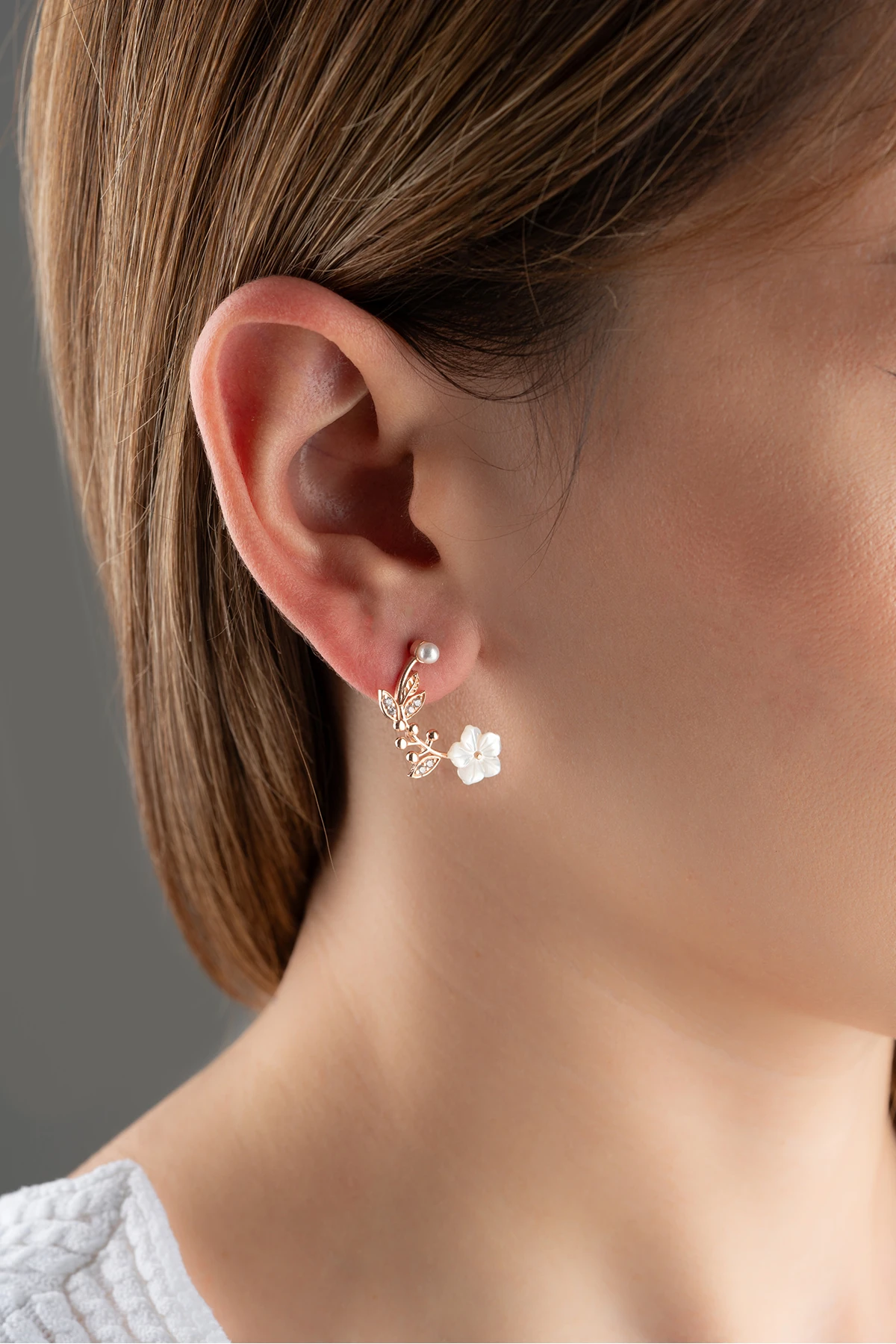 Gümüş Sedefli Çiçek Küpe