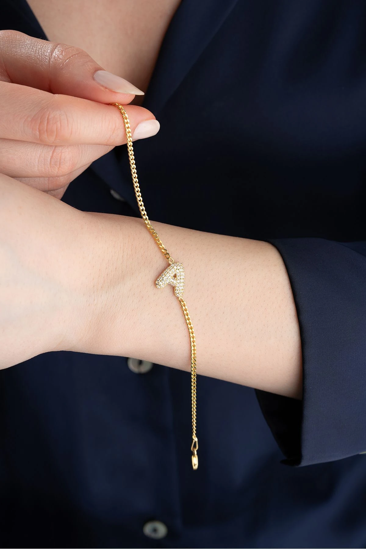 Gümüş Gold Balon Harf Bileklik